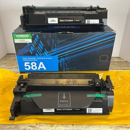 Voredo 58A/CF258A Black Toner Cartridge 2-Pack For HP LaserJet Printers Semi-New Open Box