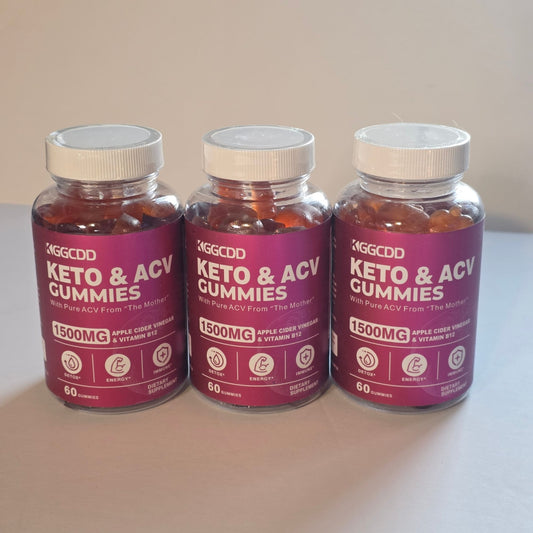 KGGCDD Keto ACV Gummies 3 Pack 180 Gummies Apple Cider Vinegar B12 New Sealed