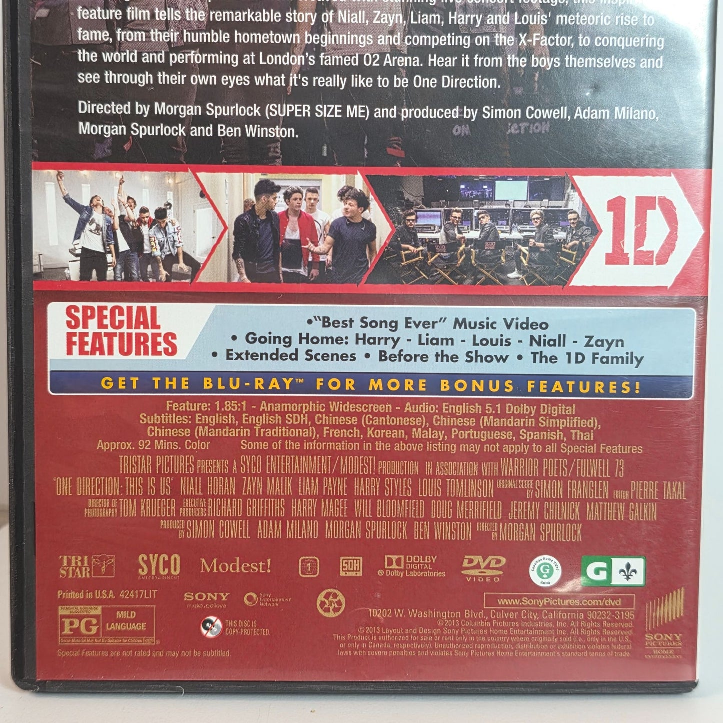 One Direction This Is Us DVD Original Theatrical Edition Music Documentary