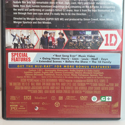 One Direction This Is Us DVD Original Theatrical Edition Music Documentary