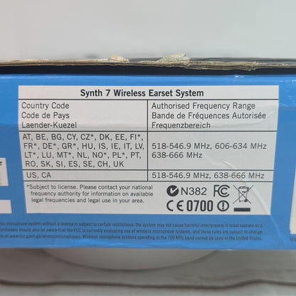 Samson Synth Seven UHF Wireless Earset System With SE10 Microphone & UB7 Beltpack Transmitter For Clear Professional Audio