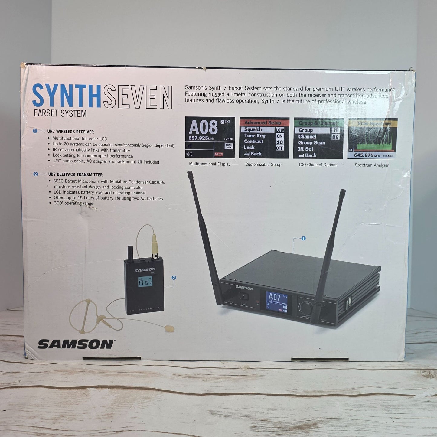 Samson Synth Seven UHF Wireless Earset System With SE10 Microphone & UB7 Beltpack Transmitter For Clear Professional Audio