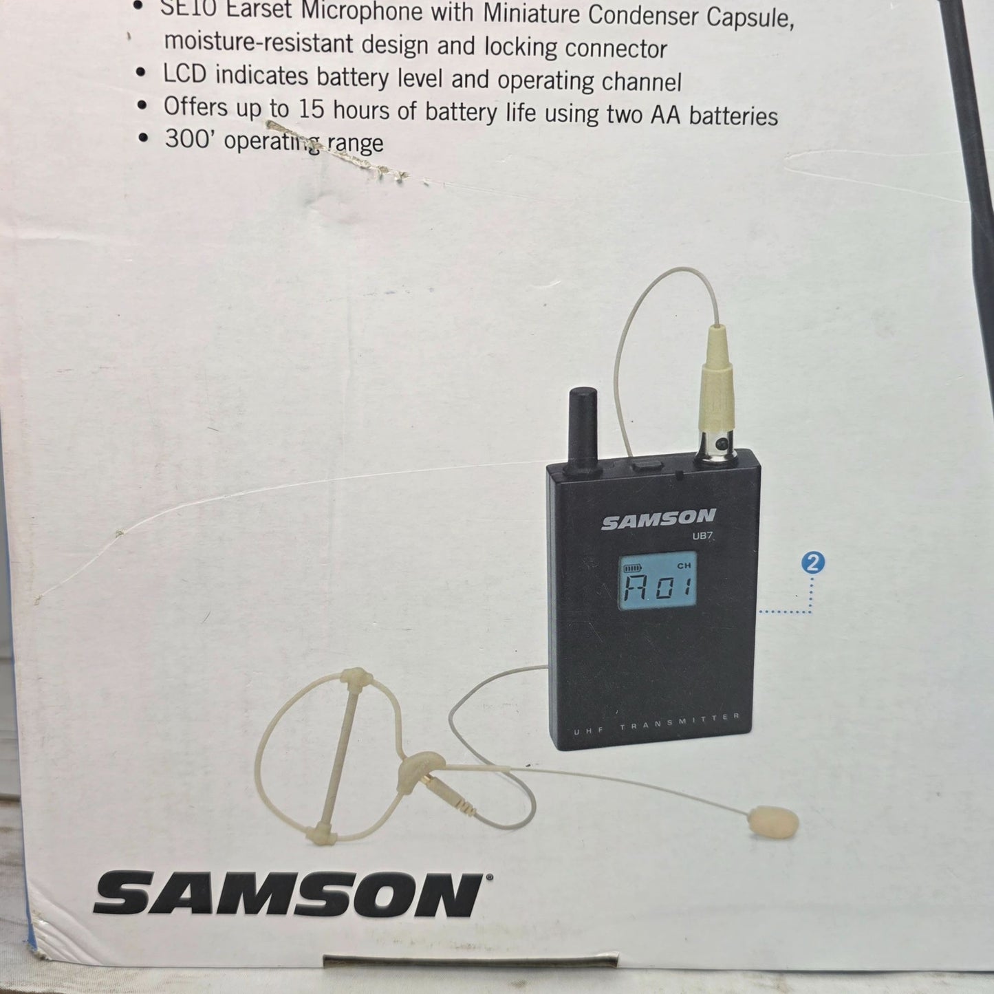 Samson Synth Seven UHF Wireless Earset System With SE10 Microphone & UB7 Beltpack Transmitter For Clear Professional Audio