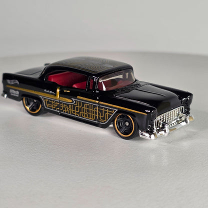 Hot Wheels 55 Chevy Bel Air Black & Gold Die-Cast Collectible Car