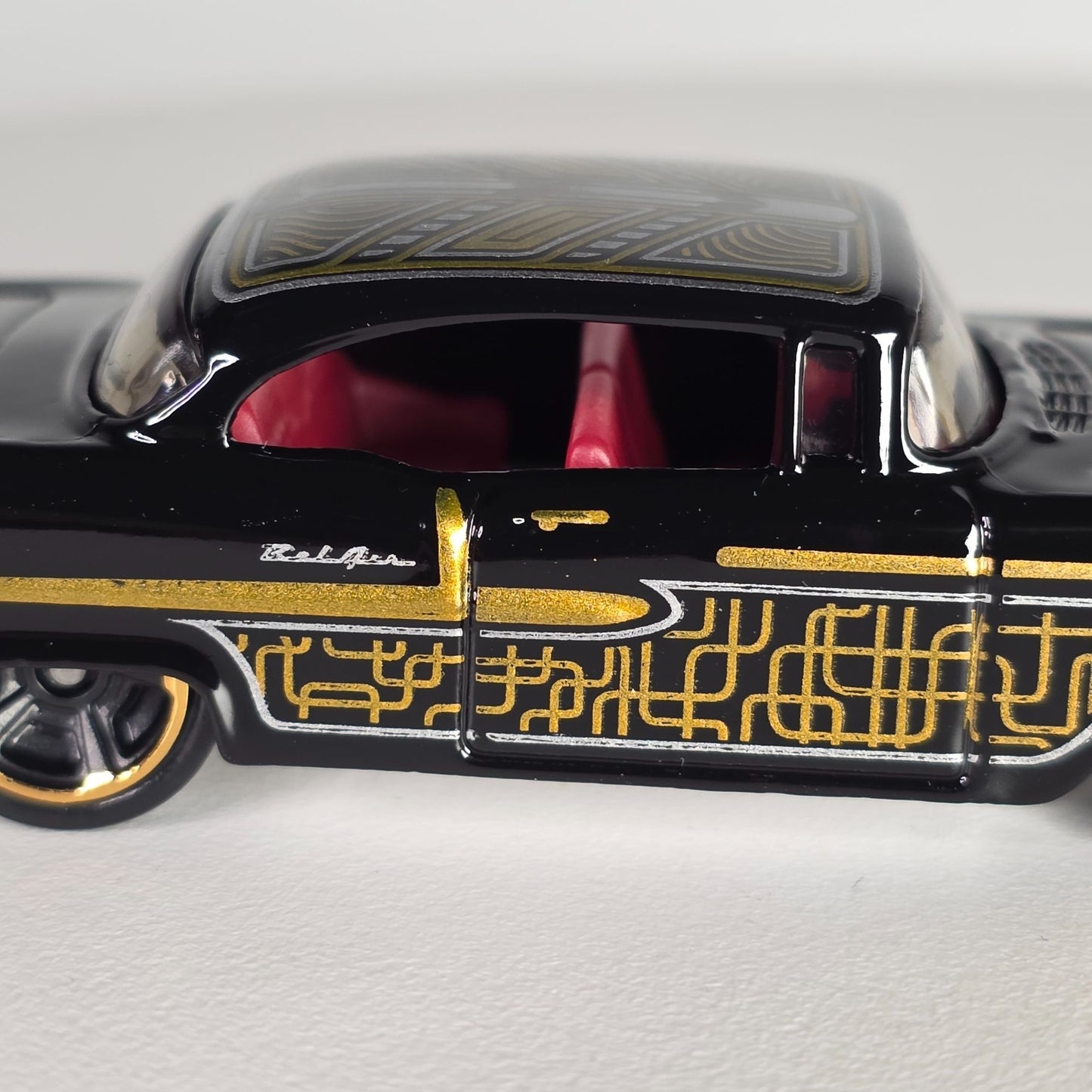 Hot Wheels 55 Chevy Bel Air Black & Gold Die-Cast Collectible Car