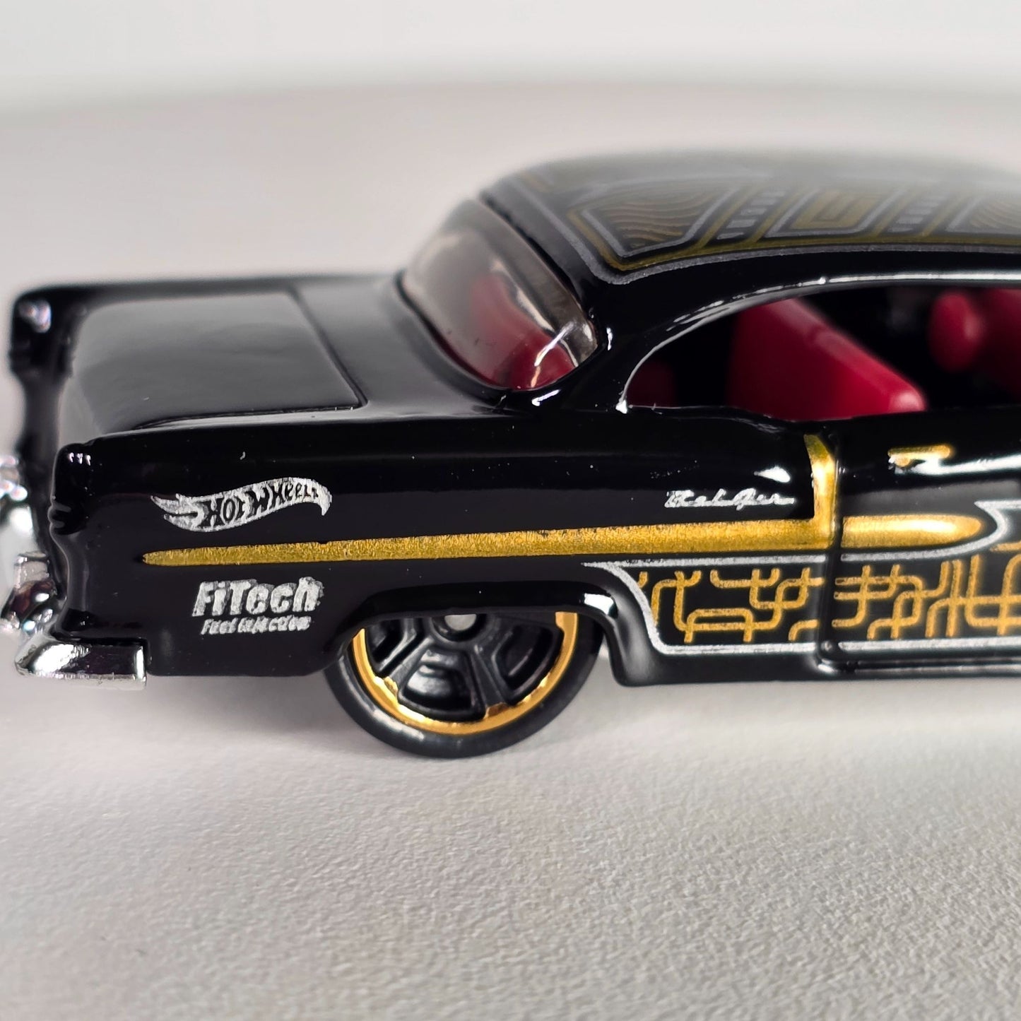 Hot Wheels 55 Chevy Bel Air Black & Gold Die-Cast Collectible Car
