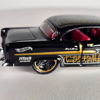 Hot Wheels 55 Chevy Bel Air Black & Gold Die-Cast Collectible Car