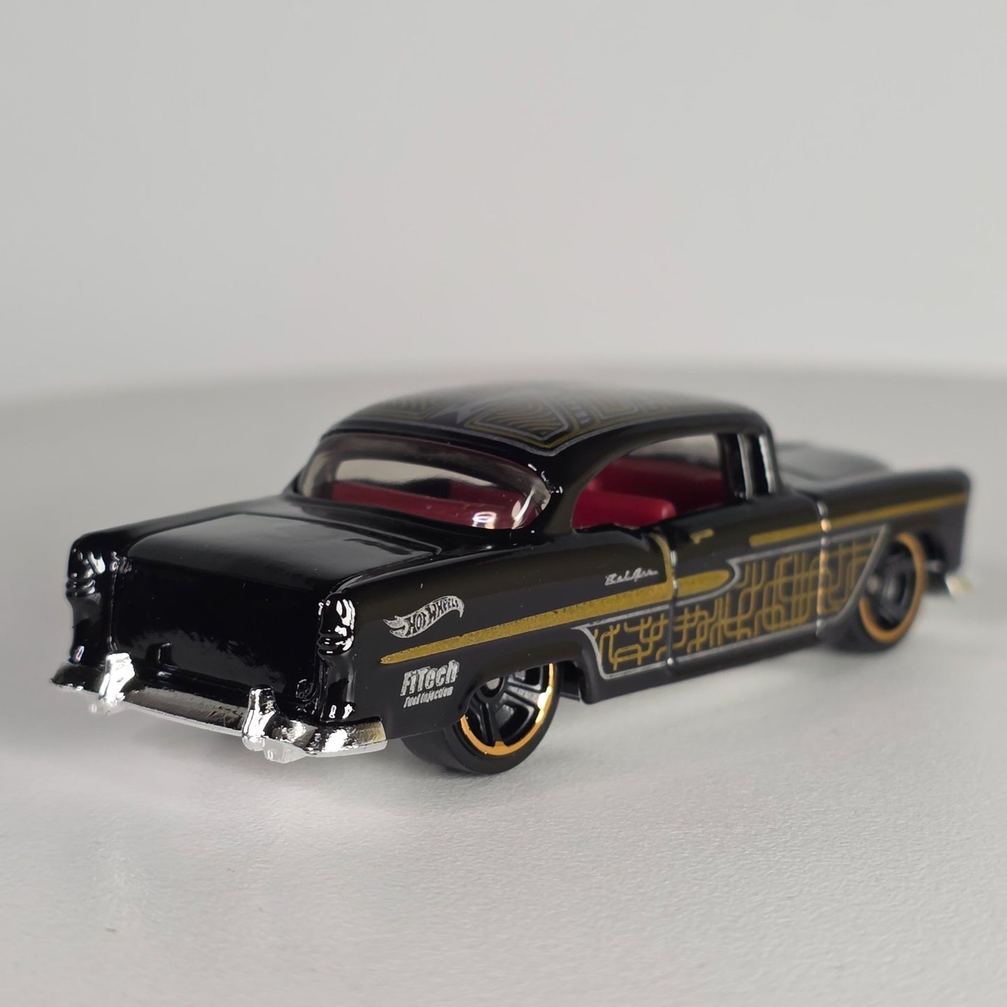Hot Wheels 55 Chevy Bel Air Black & Gold Die-Cast Collectible Car