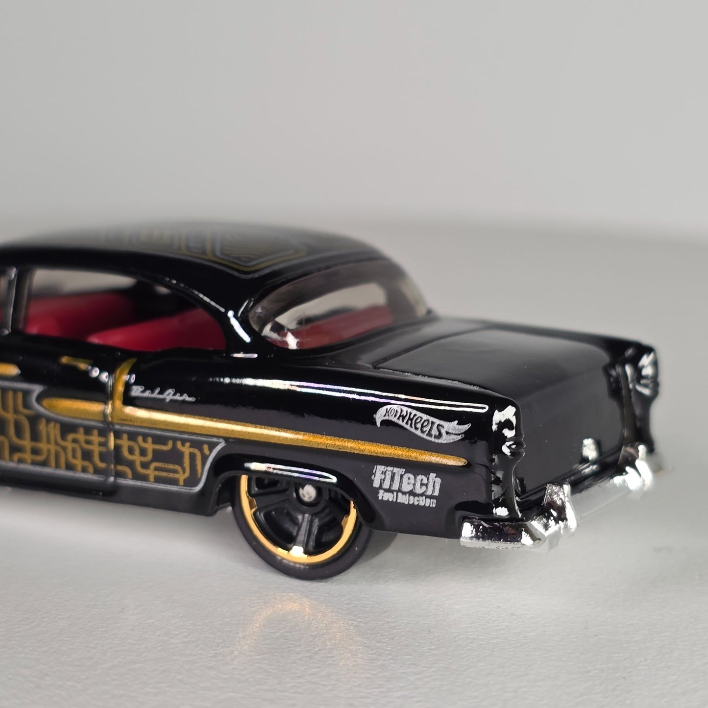 Hot Wheels 55 Chevy Bel Air Black & Gold Die-Cast Collectible Car