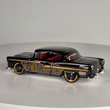 Hot Wheels 55 Chevy Bel Air Black & Gold Die-Cast Collectible Car