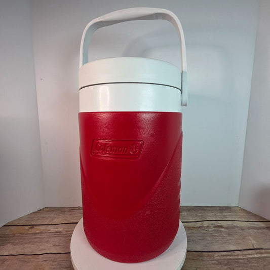 Coleman Insulated Red & White Water Jug 1 Gallon With Spout & Handle