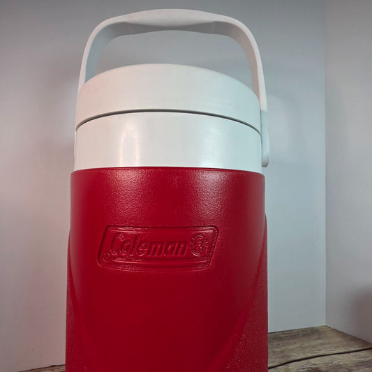 Coleman Insulated Red & White Water Jug 1 Gallon With Spout & Handle