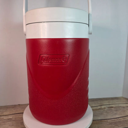 Coleman Insulated Red & White Water Jug 1 Gallon With Spout & Handle