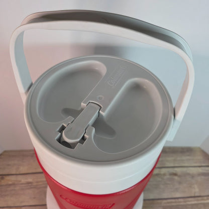 Coleman Insulated Red & White Water Jug 1 Gallon With Spout & Handle