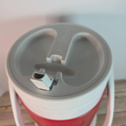 Coleman Insulated Red & White Water Jug 1 Gallon With Spout & Handle