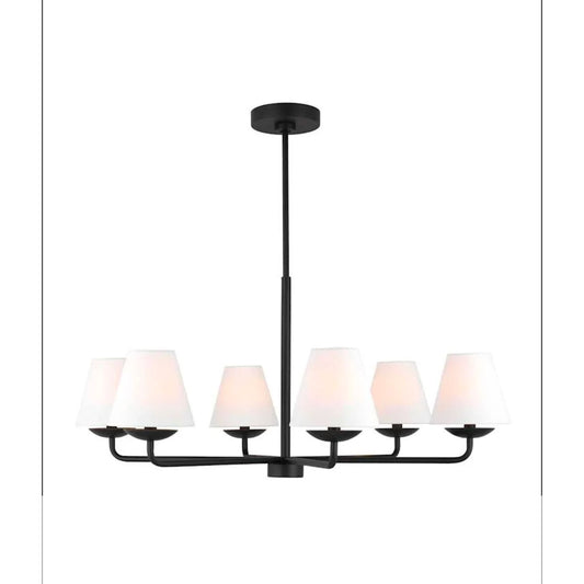 Albion Large Chandelier DJC1186MBK Generation Lighting 6-Light Fixture Indoor Modern Design Damp Location Safe Dimmer Compatible