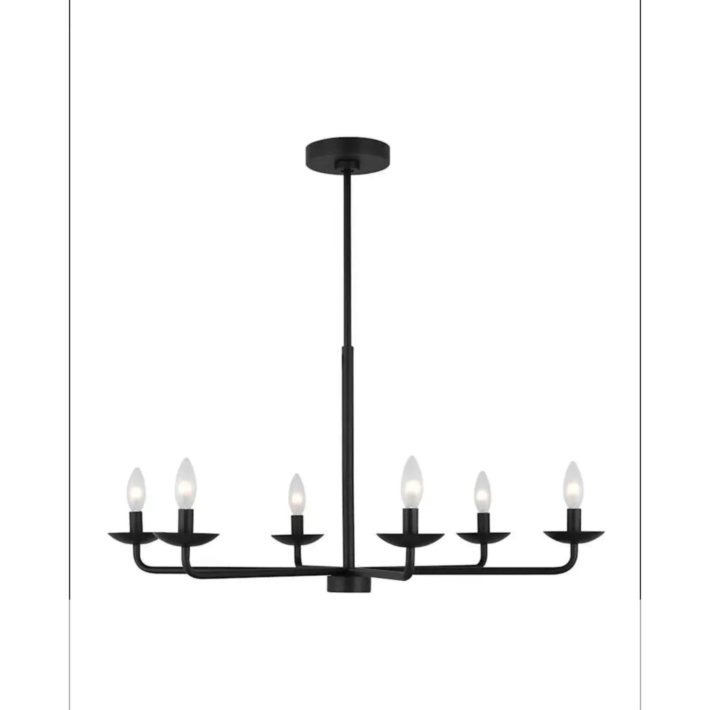 Albion Large Chandelier DJC1186MBK Generation Lighting 6-Light Fixture Indoor Modern Design Damp Location Safe Dimmer Compatible