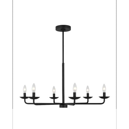 Albion Large Chandelier DJC1186MBK Generation Lighting 6-Light Fixture Indoor Modern Design Damp Location Safe Dimmer Compatible
