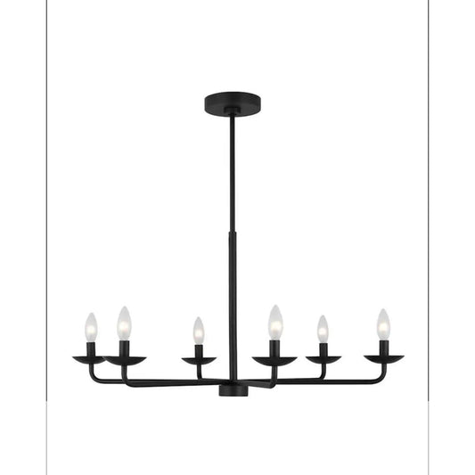 Albion Large Chandelier DJC1186MBK Generation Lighting 6-Light Fixture Indoor Modern Design Damp Location Safe Dimmer Compatible