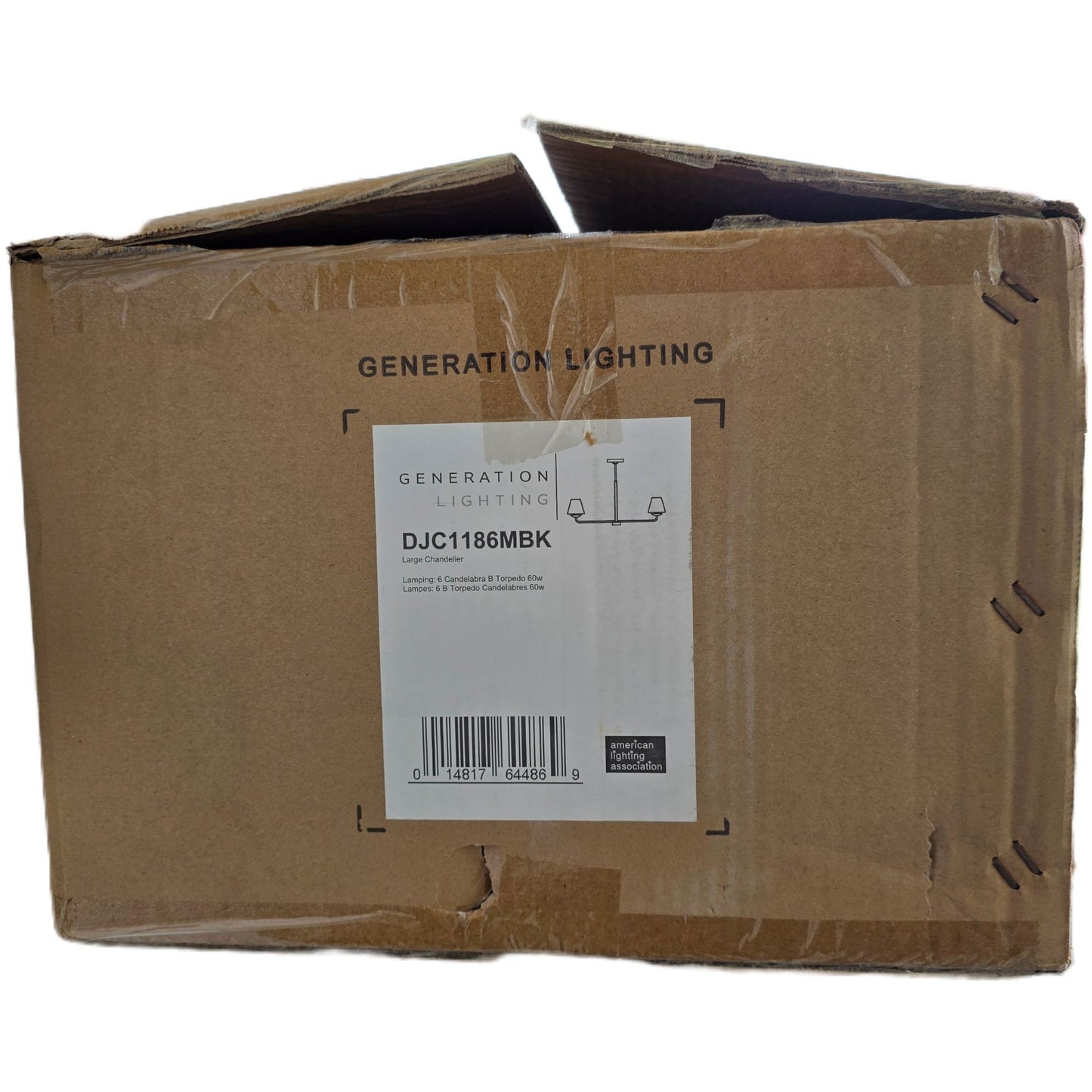 Albion Large Chandelier DJC1186MBK Generation Lighting 6-Light Fixture Indoor Modern Design Damp Location Safe Dimmer Compatible