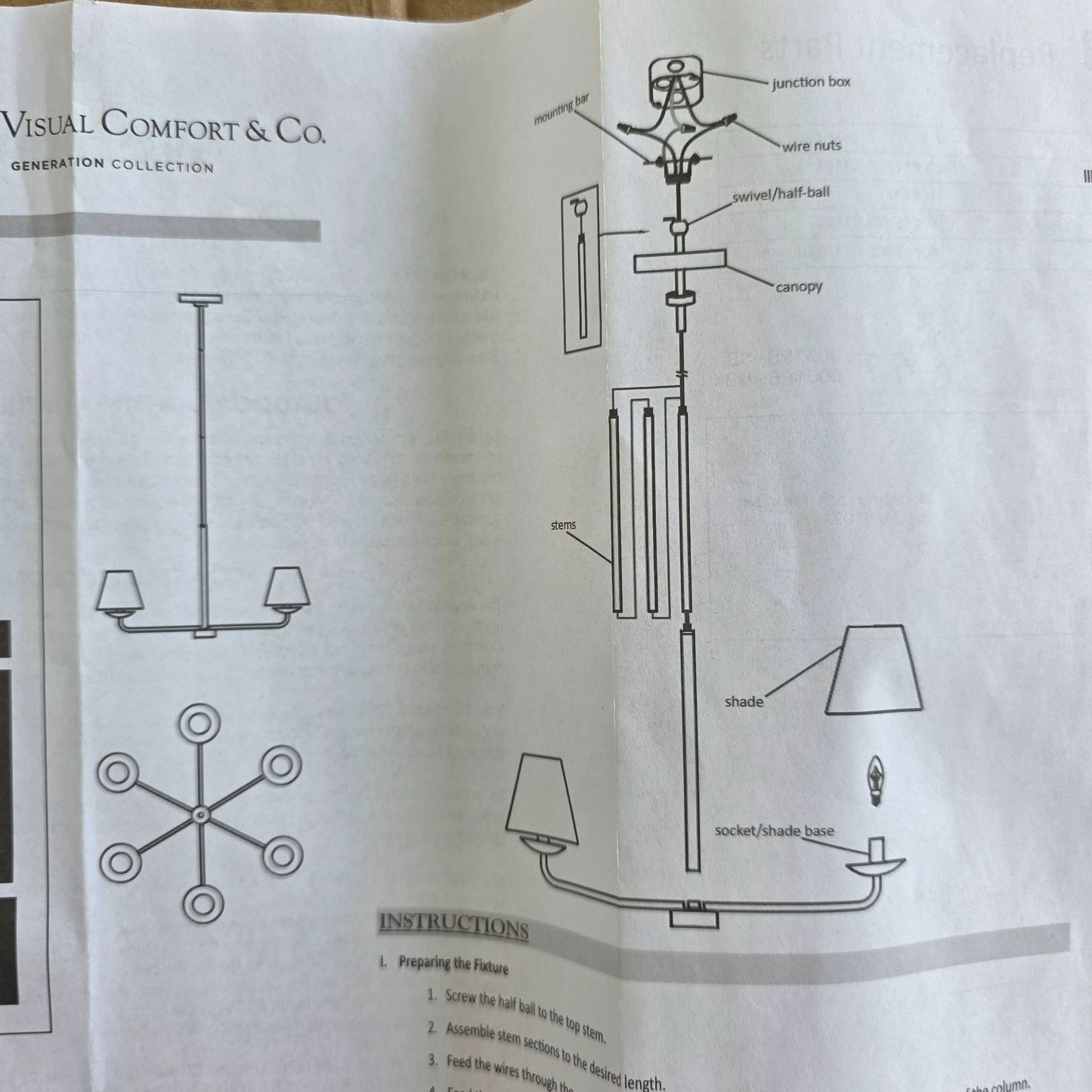 Albion Large Chandelier DJC1186MBK Generation Lighting 6-Light Fixture Indoor Modern Design Damp Location Safe Dimmer Compatible