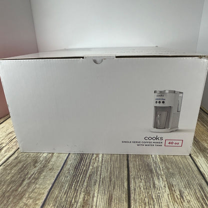 Cooks Single Serve Coffee Maker With Water Tank 40 Oz Capacity 1000W Powerful Heating System Household Use Only White