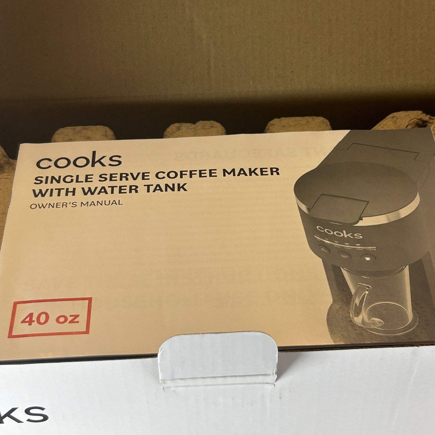 Cooks Single Serve Coffee Maker With Water Tank 40 Oz Capacity 1000W Powerful Heating System Household Use Only White