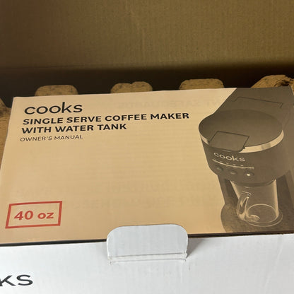 Cooks Single Serve Coffee Maker With Water Tank 40 Oz Capacity 1000W Powerful Heating System Household Use Only White