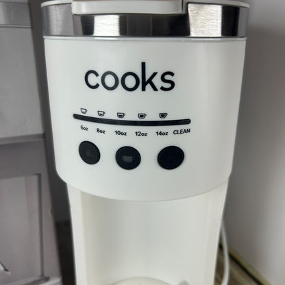 Cooks Single Serve Coffee Maker With Water Tank 40 Oz Capacity 1000W Powerful Heating System Household Use Only White