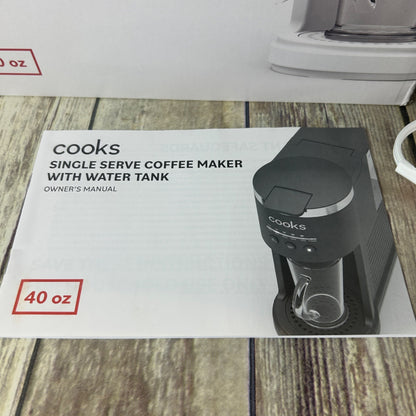 Cooks Single Serve Coffee Maker With Water Tank 40 Oz Capacity 1000W Powerful Heating System Household Use Only White