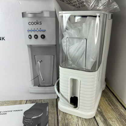 Cooks Single Serve Coffee Maker With Water Tank 40 Oz Capacity 1000W Powerful Heating System Household Use Only White
