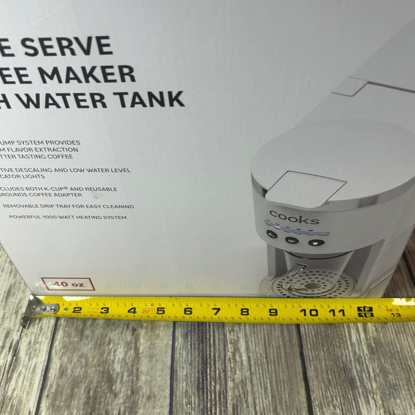 Cooks Single Serve Coffee Maker With Water Tank 40 Oz Capacity 1000W Powerful Heating System Household Use Only White