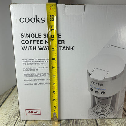 Cooks Single Serve Coffee Maker With Water Tank 40 Oz Capacity 1000W Powerful Heating System Household Use Only White