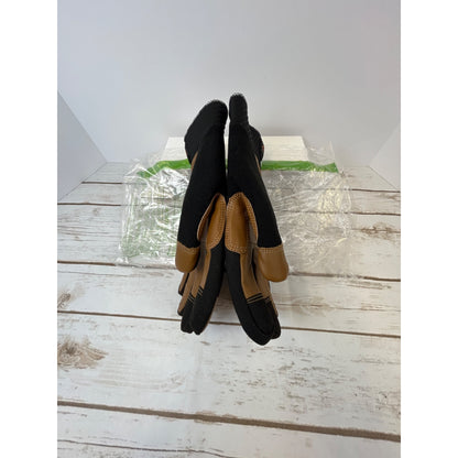 Vgo Heavy-Duty Work Gloves Black & Brown Size 9/L Durable Leather Protective Gear Comfortable & Flexible