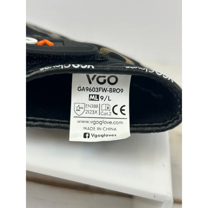 Vgo Heavy-Duty Work Gloves Black & Brown Size 9/L Durable Leather Protective Gear Comfortable & Flexible