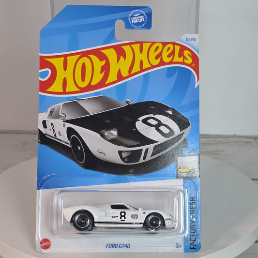 Hot Wheels Factory Fresh Ford GT40 White Die-Cast Car 1:64 Scale Collectible Model