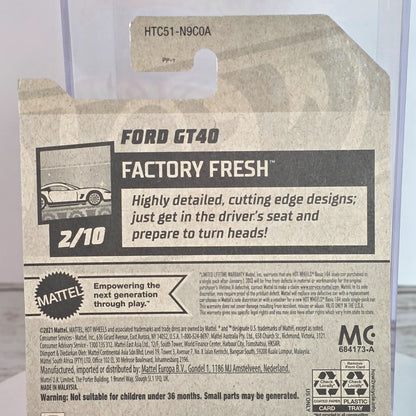 Hot Wheels Factory Fresh Ford GT40 White Die-Cast Car 1:64 Scale Collectible Model