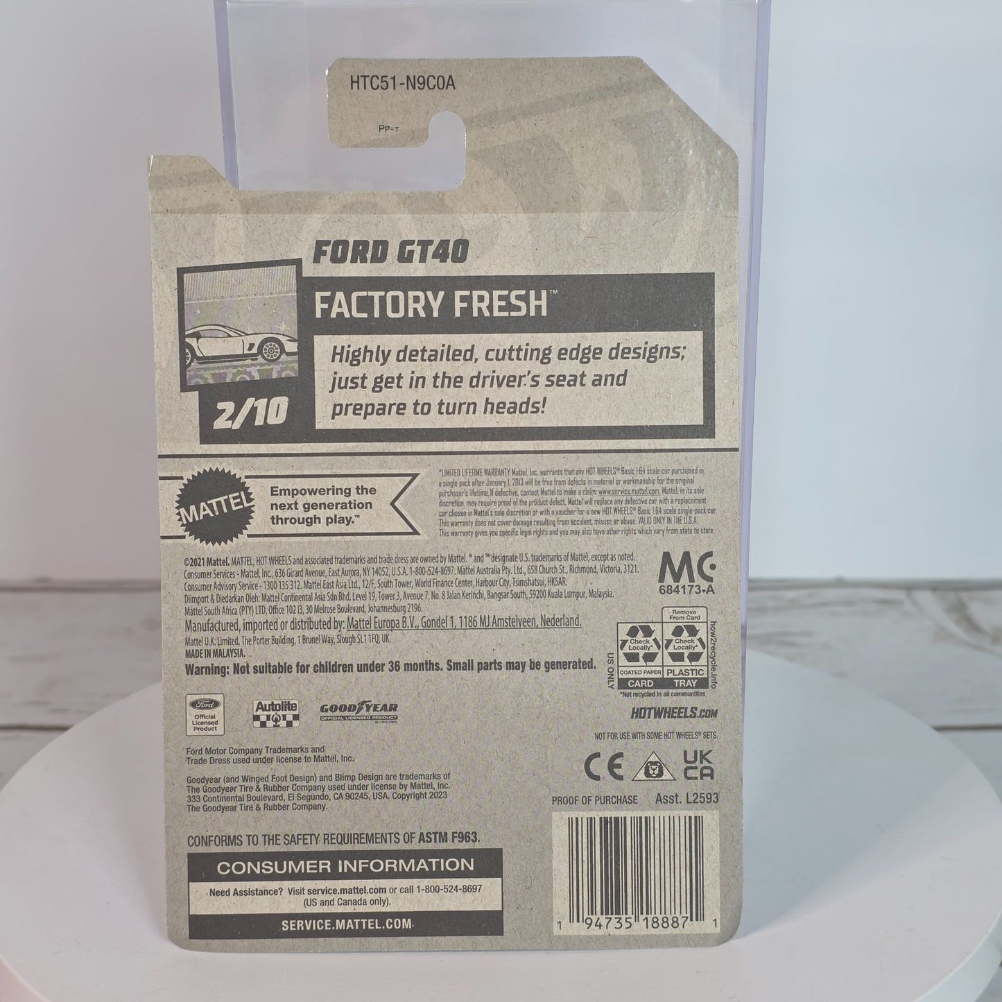 Hot Wheels Factory Fresh Ford GT40 White Die-Cast Car 1:64 Scale Collectible Model