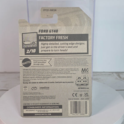 Hot Wheels Factory Fresh Ford GT40 White Die-Cast Car 1:64 Scale Collectible Model