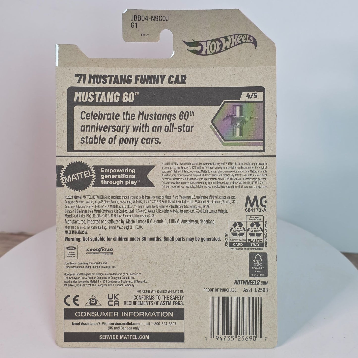 Hot Wheels 71 Mustang Funny Car Die-Cast Toy 175/250