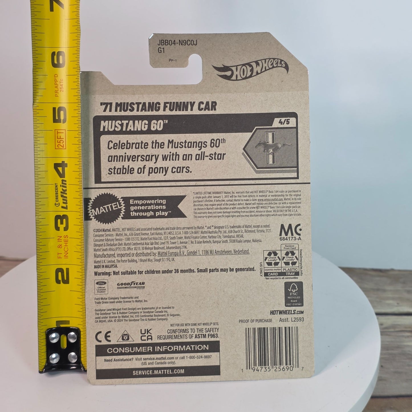 Hot Wheels 71 Mustang Funny Car Die-Cast Toy 175/250