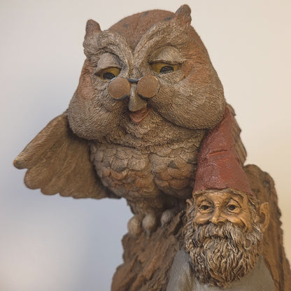 Tom Clark Gnome "Wise & Wonderful" Owl Figurine 1995 Retired First Edition SN #6321 Handcrafted Made In USA