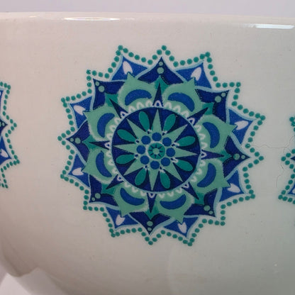 VINTAGE Royal Norfolk Blue Snowflake Medallion Ironstone Cereal Rice Bowls Set 4