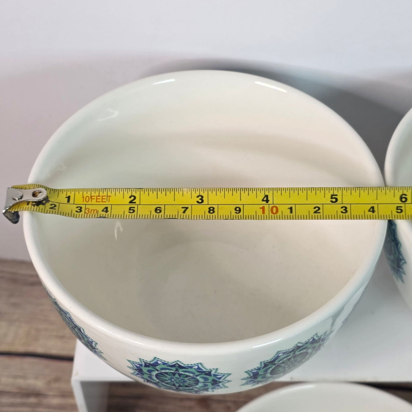 VINTAGE Royal Norfolk Blue Snowflake Medallion Ironstone Cereal Rice Bowls Set 4