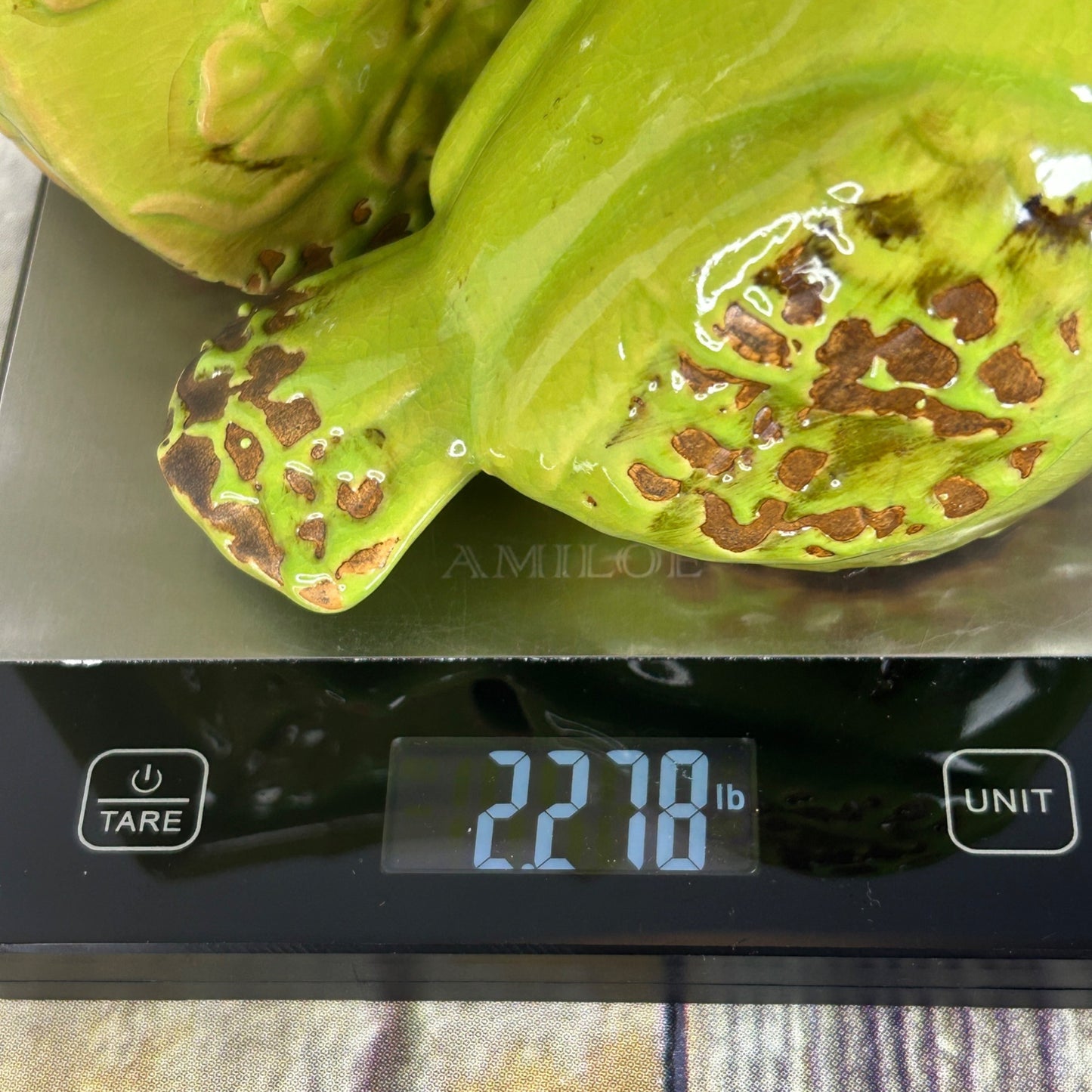 Green Ceramic Birdhouse & Figurine Set With Floral Design