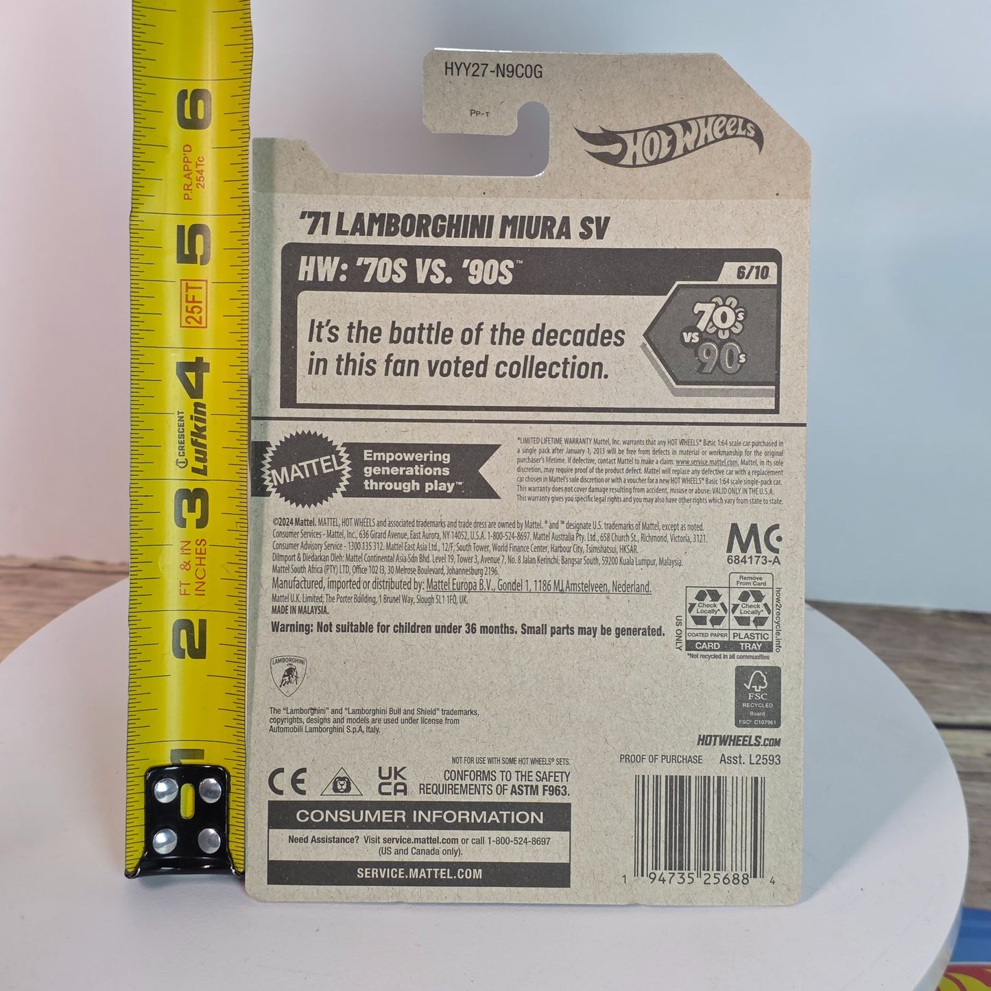 Hot Wheels 71 Lamborghini Miura SV 78/250 Limited Edition Die-Cast Car