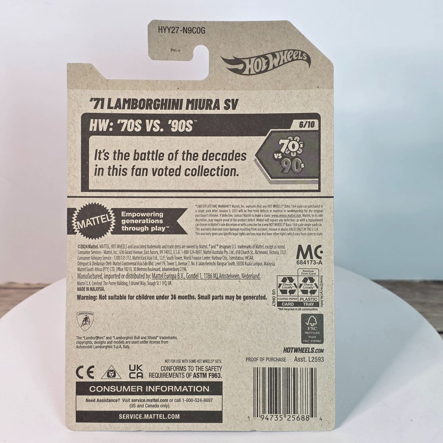 Hot Wheels 71 Lamborghini Miura SV 78/250 Limited Edition Die-Cast Car