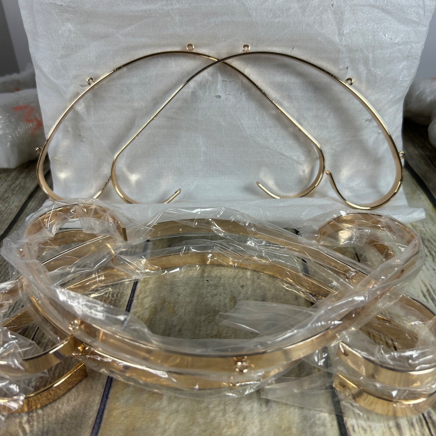 Gold Crystal Chandelier Light Fixture Kit With Hanging Chain & Instructions For Home Decor Assembly