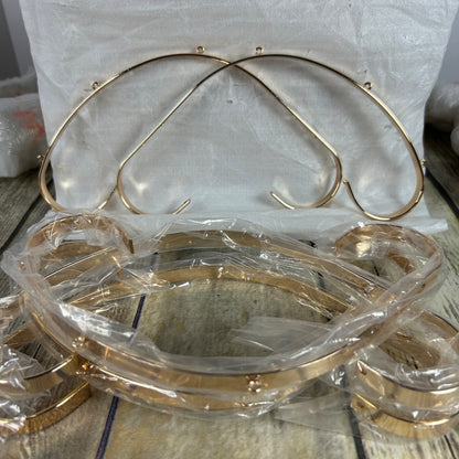 Gold Crystal Chandelier Light Fixture Kit With Hanging Chain & Instructions For Home Decor Assembly