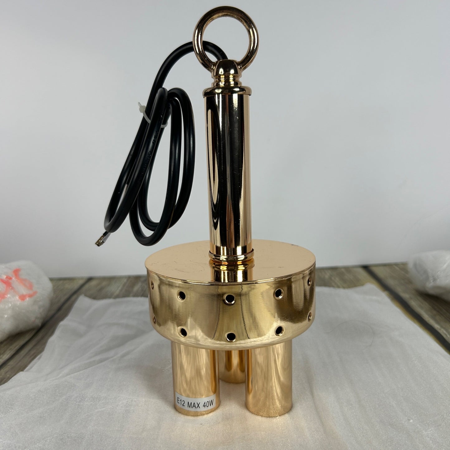 Gold Crystal Chandelier Light Fixture Kit With Hanging Chain & Instructions For Home Decor Assembly